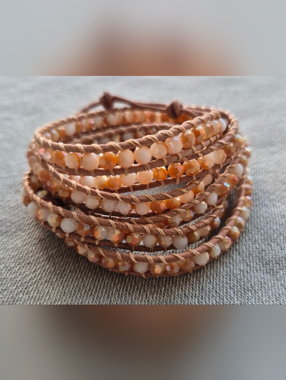 Victoria Emerson Peach and Cream Multiwrap Bracelet